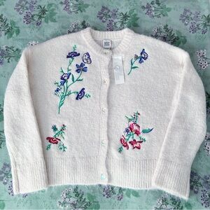 Urban Outfitters BDG Embroidered Knit Plush Cardigan 🌸🦋